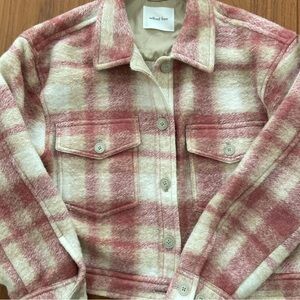 Aritzia Wilfred Free Autumn Red Pink Plaid Shirt Jacket